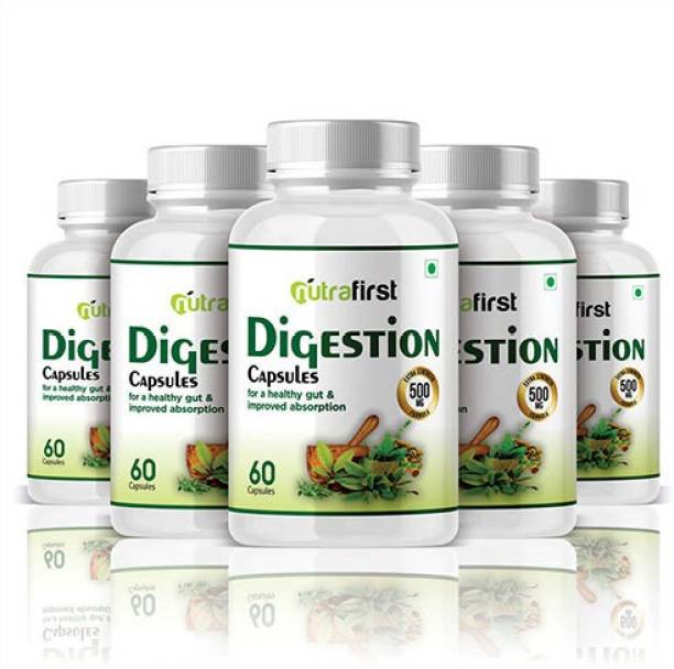 NutraFirst Digestion Capsules 500mg with Ayurvedic Herbs for Better Digestion - 5B Capsules