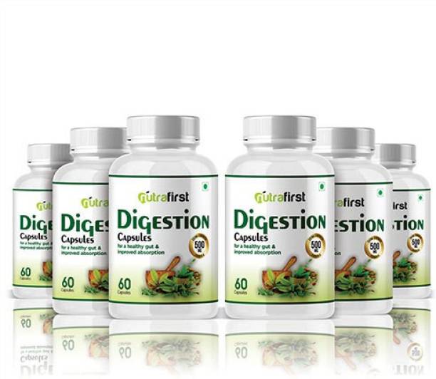 NutraFirst Digestion Capsules 500mg with Ayurvedic Herbs for Better Digestion - 6B Capsules