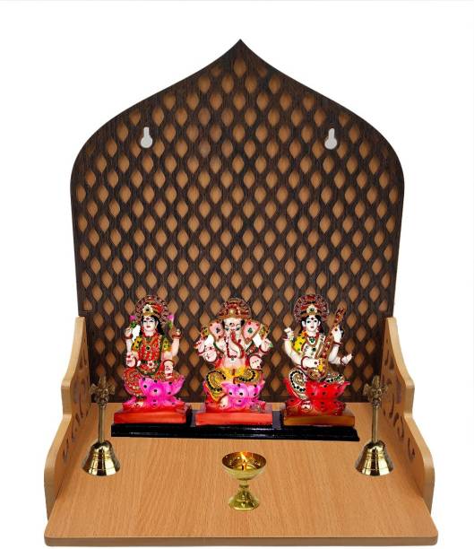 Always4U Wooden Temple Shelf/Pooja Mandir for Home, Shop, Office TMP-015 Engineered Wood Home Temple