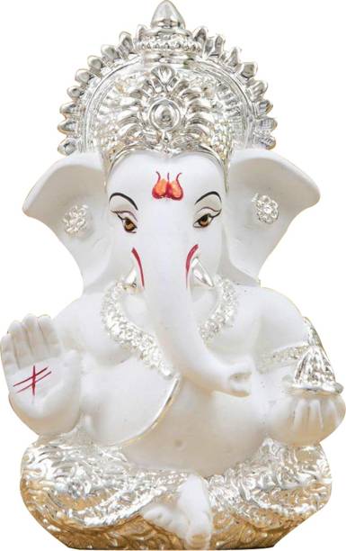 Saugat Traders Ganesh Idol for Card Dashboard - Silver Plated Ganesh Idol-Ganesh Ji Murti-Ganesh Statue Decorative Showpiece  -  9 cm