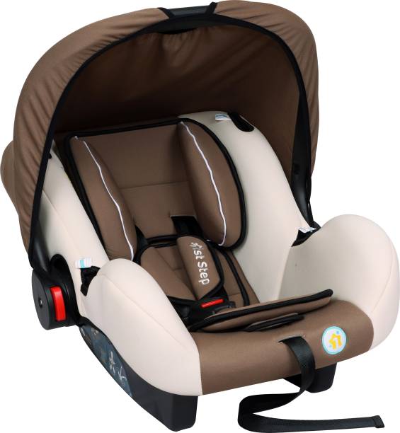 1st Step Car Seat Cum Carry Cot With Thick Cusioned Seat And 5 Point Safety Harness-Brown Baby Car Seat
