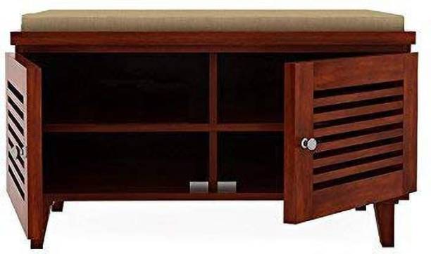 CORAZZIN Wooden Furniture Mahogany Finish Shoe Rack | Shoes Cabinets Solid Wood Shoe Rack