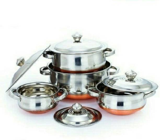Mahavir 4 PC COPPER HANDI SET Cookware Set