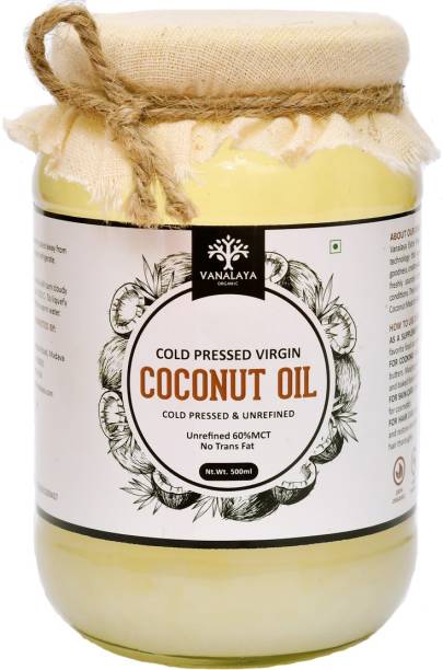 Vanalaya Cold Pressed Virgin Coconut Oil for Cooking, Hair & Skin Coconut Oil Glass Bottle