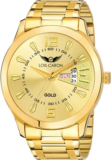 LOIS CARON LCS-8404 ORIGINAL GOLD PLATED DAY & DATE FUNCTIONING Analog Watch – For Men