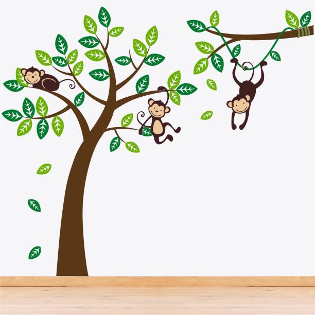 WALL STICKS Monkey - Cute - Animals - Tree - Baby - Kids - Learning - Education - Play - School - Nursery - Wall Sticker Extra Large - WS017