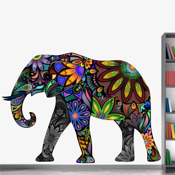 WALL STICKS Elephant - Floral - Art - Animal - Creative - Colourful - Decorative - Wall Sticker - WS001