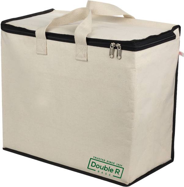 Double R Bags Eco-Friendly Jute Grocery Bags - Pack Of 2, Reinforced Handles, Laminated Interior (Green)