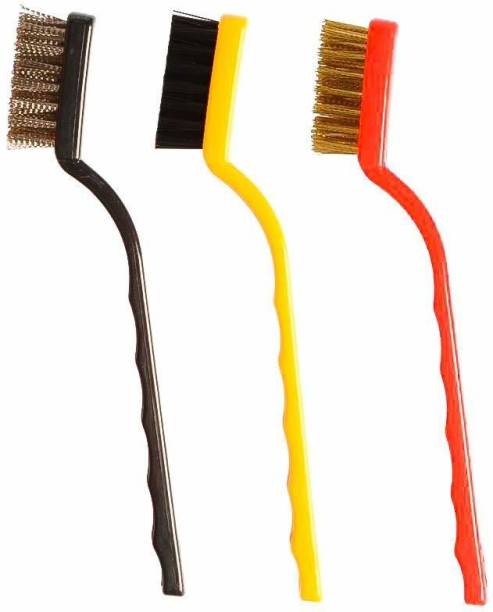 JSPM Plastic Cleaning Tool Kit Wire Brushes with Brass, Nylon, Stainless Steel Bristles (Set of 3) Block Brush