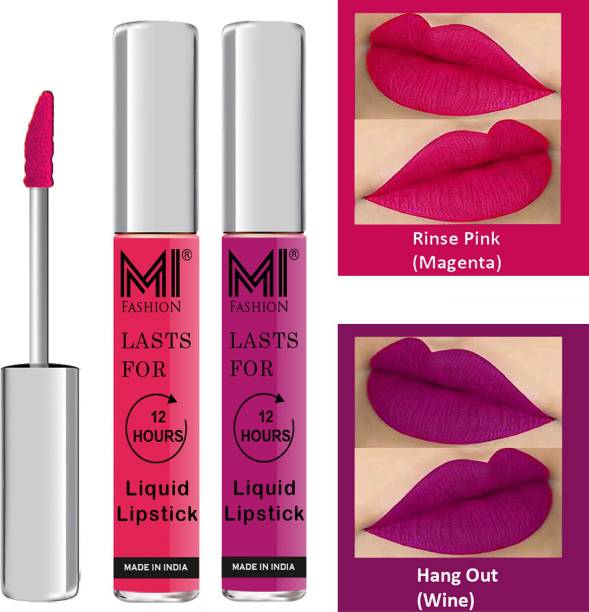 MI FASHION Professional Makeup Matte Liquid Lipstick Waterproof,Kiss Proof,Long Lasting and Made in India Set of 2 Code-275