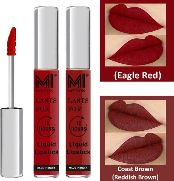 MI FASHION Matte Liquid Lipsticks Waterproof Long Lasting Pigmented Lip Gloss Set of 2 Code-286