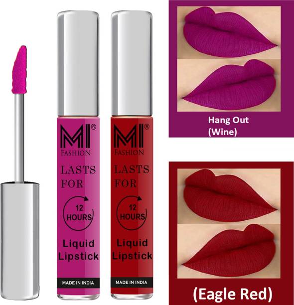 MI FASHION Matte Liquid Lipsticks Waterproof Long Lasting Pigmented Lip Gloss Set of 2 Code-291