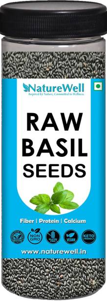Naturewell Basil Seeds (Raw Seed ) Tukmariya / Sabja / Bapji Seed for Protein , Iron , Folic acid and Dietary Fiber , Calcium , Anti Oxidants for Weight Loss