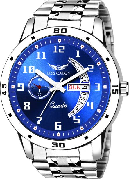 LOIS CARON LCS-8188 BLUE DIAL AND SILVER STRAP DAY & DATE FUNCTIONING WATCH FOR BOYS Analog Watch  - For Men