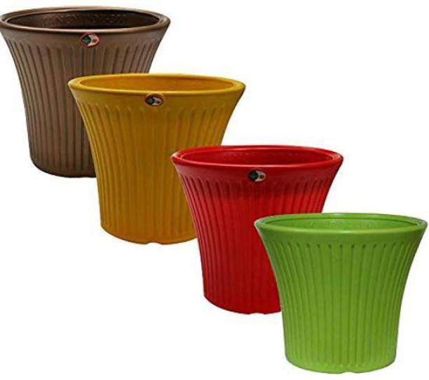 Oshi Greens 10 inches round plastic flower pot set best design indoor planters Plant Container Set