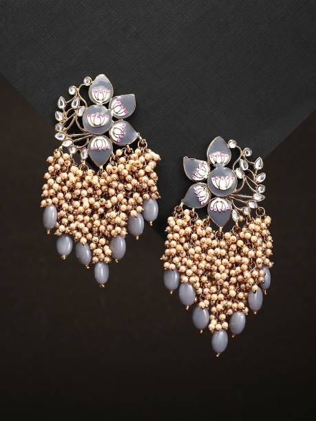 Priyaasi Ddesigner Gold-Plated Beads Drop Earrings for Girls & Women Brass Drops & Danglers