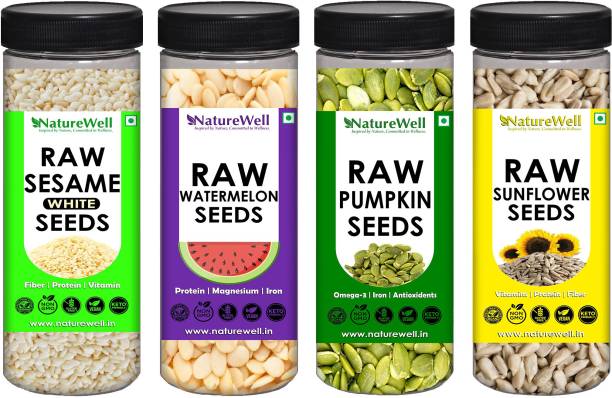 Naturewell Combo Pack of Sesame Seeds 150g ,Watermelon Seeds 150g,Sunflower Seeds 150g,Pumpkin Seeds 150g (Raw Seeds)