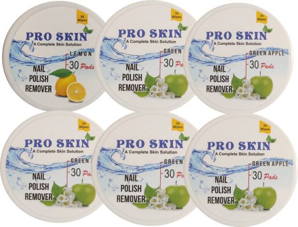 PRO SKIN Nail Polish Remover 180 wipes Lemon & Green Apple Combo