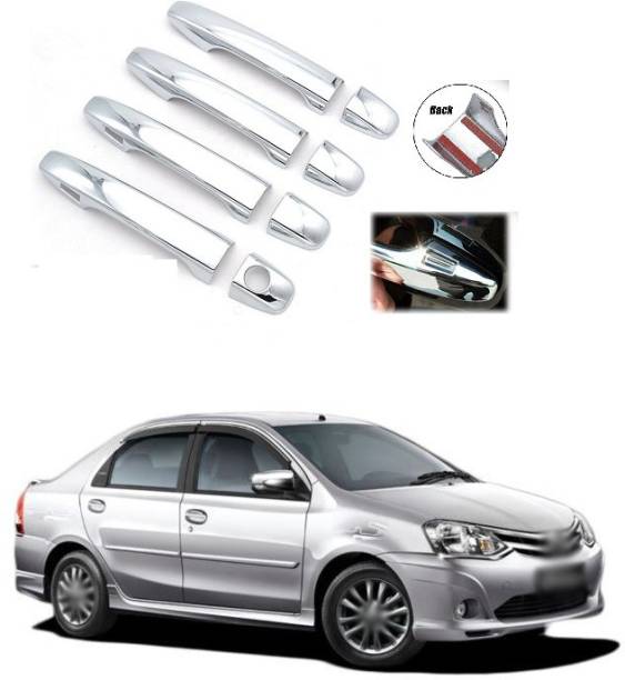 PECUNIA Set of 4 Front Rear Left Driver and Right Passenger Side ABS Plastic Chrome Outer Exterior Door Handle Covers A238 Toyota Etios Car Door Handle