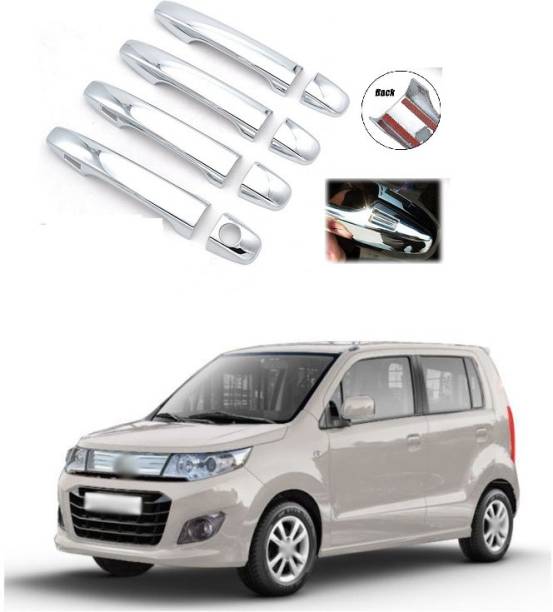 PECUNIA Set of 4 Front Rear Left Driver and Right Passenger Side ABS Plastic Chrome Outer Exterior Door Handle Covers A176 Maruti WagonR Car Door Handle