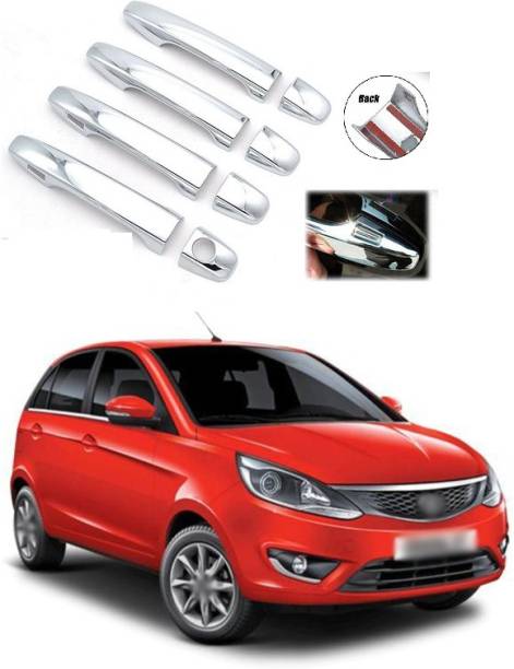 PECUNIA Set of 4 Front Rear Left Driver and Right Passenger Side ABS Plastic Chrome Outer Exterior Door Handle Covers A211 Tata Bolt Car Door Handle