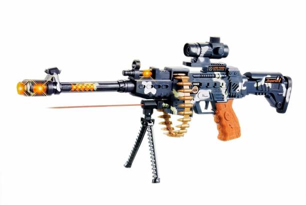 Kidz N Toys Musical Army Style Toy Machine Gun for Kids with Vibration