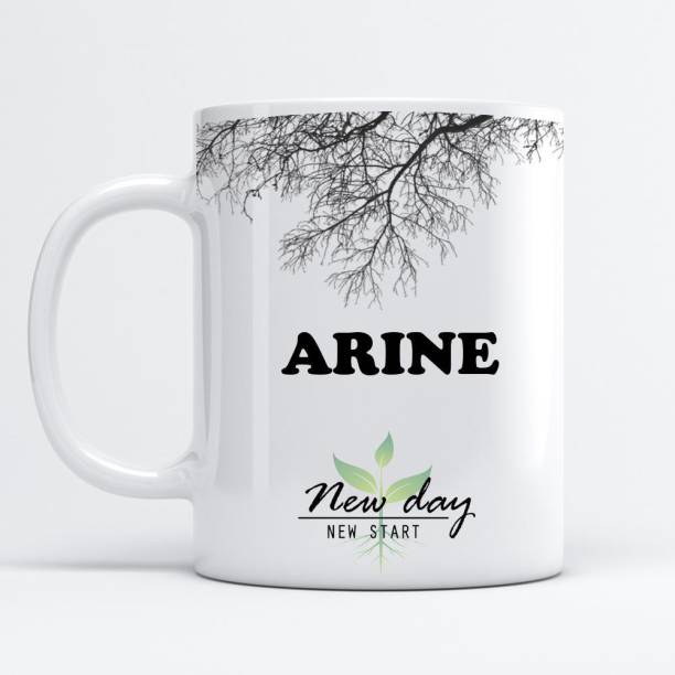 Beautum Arine Printed New Day New Start White Name Model No:NDNS001983 Ceramic Coffee Mug