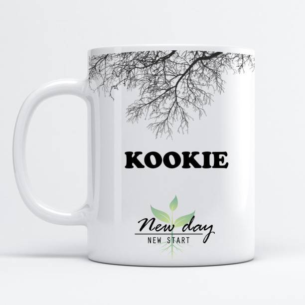 Beautum Kookie Printed New Day New Start White Name Model No:NDNS009987 Ceramic Coffee Mug