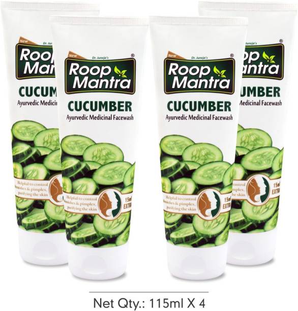 Roop Mantra Cucumber  115ml, Pack of 4 - Facewash for Blemishes & Pimples Face Wash