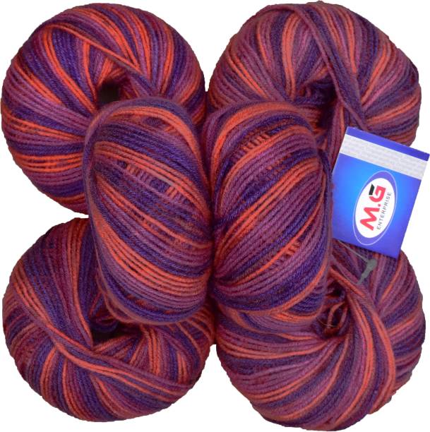 M.G Enterprise 100% Acrylic Wool Multi Violet (6 pc) Baby Soft Wool Ball Hand Knitting Wool/Art Craft Soft Fingering Crochet Hook Yarn, Needle Knitting Yarn Thread Dyed
