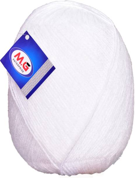 M.G Enterprise Bigboss White (200 gm) Wool Ball Hand knitting wool / Art Craft soft fingering crochet hook yarn, needle knitting yarn thread dyed