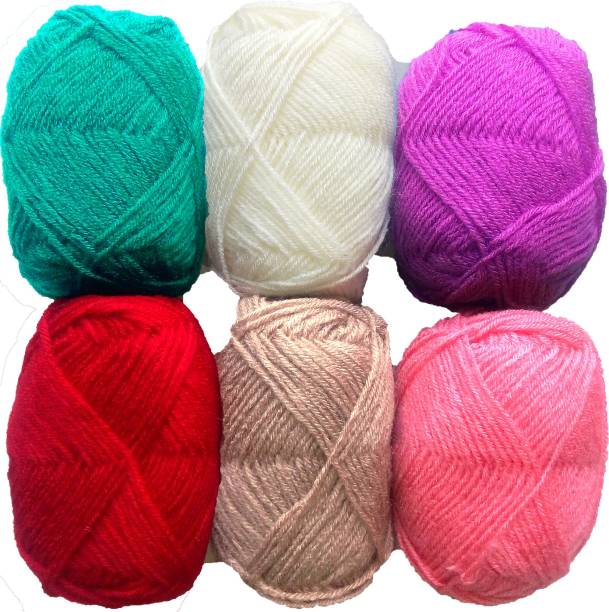 M.G Enterprise 100% Acrylic Wool Royal (6 pc) Bunny 3 Combo 4 ply Wool Ball Hand Knitting Wool/Art Craft Soft Fingering Crochet Hook Yarn, Needle Knitting Yarn Thread Dyed