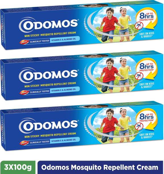 Odomos Non Sticky Mosquito Repellant Cream with Vitamin -E & Almond Oil