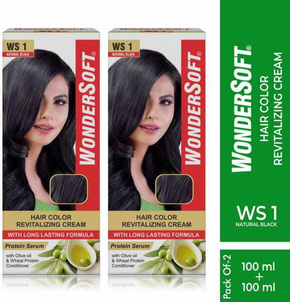 Wondersoft Natural Black Hair Color With Olive Oil & Wheat Protein Conditioner , Natural Black