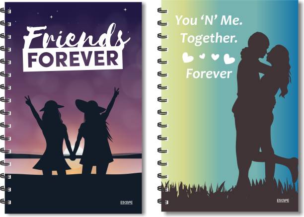 ESCAPER Friend Forever & You N Me Together Forever Diaries, Notebook, Notepads - Pack of 2 Diaries A5 Diary Ruled 160 Pages