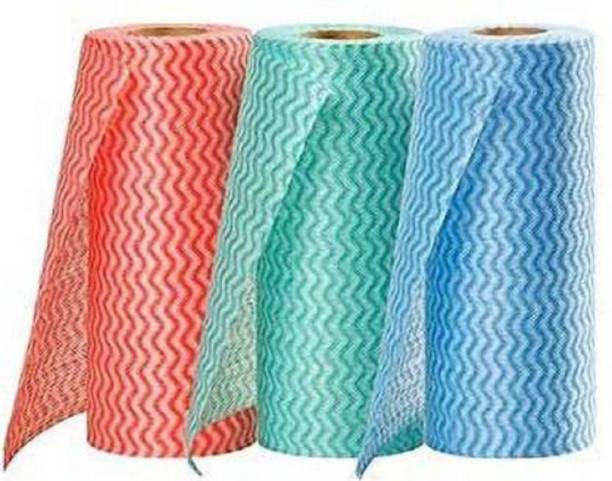 The club Washable 2 ply Multicolor Kitchen Towel Roll pack of (03)��(2 Ply, 80 Sheets)