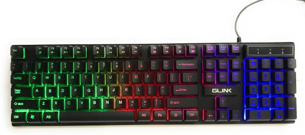 Glink Rainbow Lighting Gaming USB Keyboard Wired USB Multi-device Keyboard