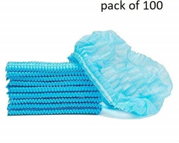 SOBERBIO Pack of 100 Non Woven Disposable Blue Bouffant Surgical Head Cap Surgical Head Cap