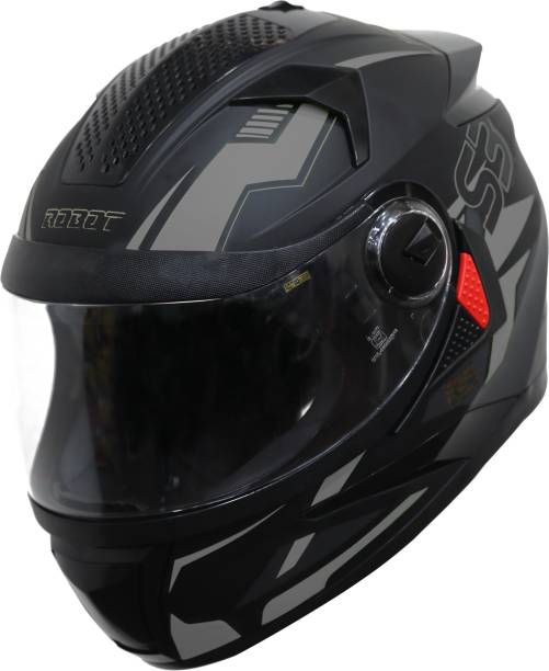 Steelbird SBH-17 Terminator Full Face Graphic Helmet in Matt Black Grey Motorbike Helmet