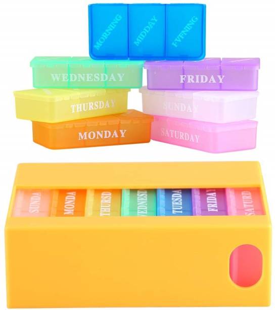VibeX Pill Organizer 21 Compartment-7Days ® XII-39 Organizer Moisture Proof Travel Pill Box