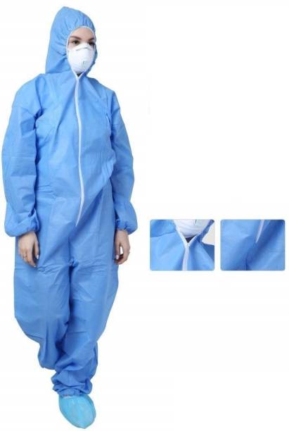 Leosportz PPE kit Personal Protection Equipment Disposable Coverall Suit - Free Size Blue Safety Jacket