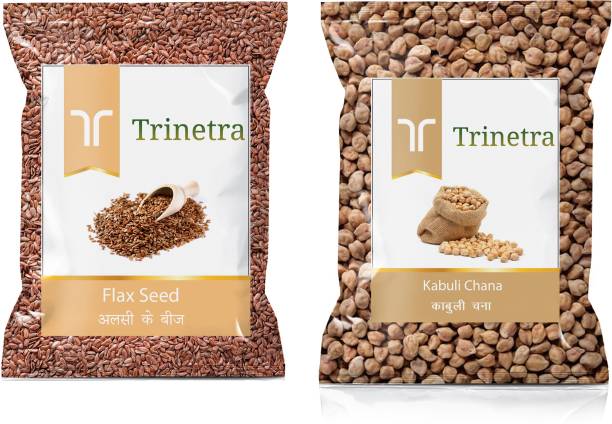 Trinetra Best Quality Alsi Seeds 400GM & Kabuli Chana 1KG Combo Combo