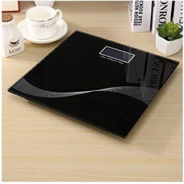 U UZAN Heavy Duty Electronic Thick Tempered Glass LCD Display Square Electronic Digital Personal Bathroom Health Body Weight Bathroom Weighing Scale, weight bathroom scale digital, Bathroom Health Body Weight, Weight Scale Digital For Human Body, Weight Machine For Body Weight Weighing Scale (Black) Weighing Scale