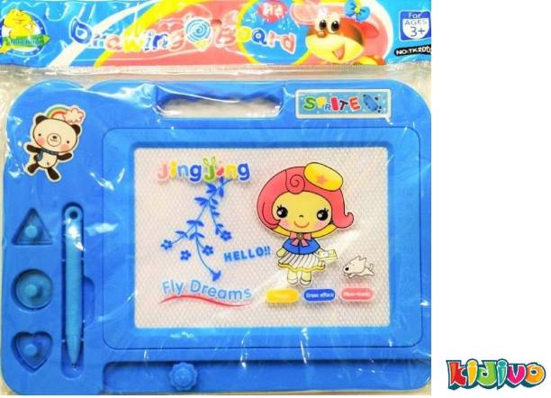 KIDIVO Magic Slate Pen Doodle Pad Erasable Drawing Easy Reading Writing Learning Graffiti Board Kids Gift Toy Magnetic Painting Sketch Pad for Baby Children (Blue)