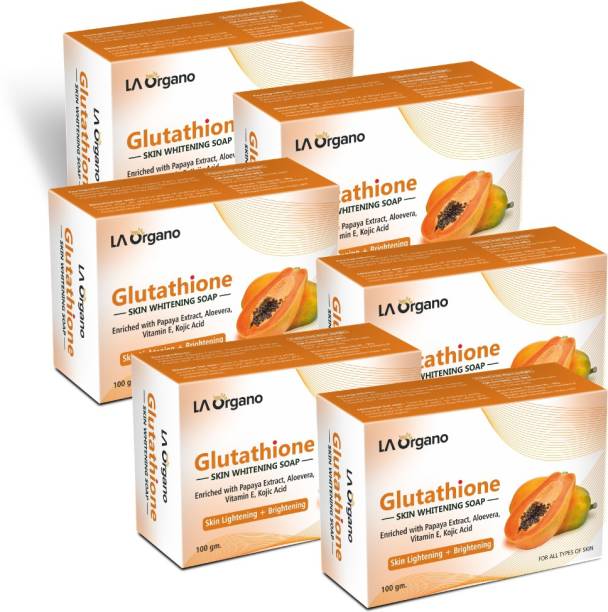 LA Organo Glutathione Papaya Skin Lightening & Brightening Soap For All Skin Type-Pack of 6
