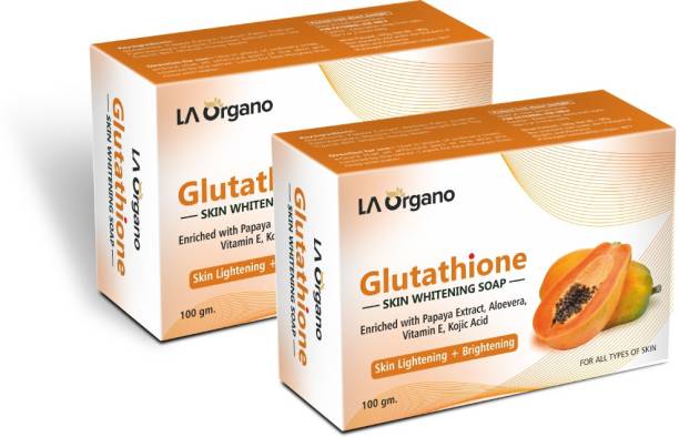 LA Organo Glutathione Papaya Skin Lightening & Brightening Soap For All Skin Type-Pack of 2