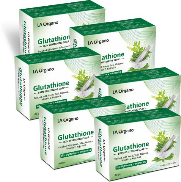 LA Organo Glutathione Neem & Tulsi Skin Lightening & Brightening Soap For All Skin Type-Pack of 6
