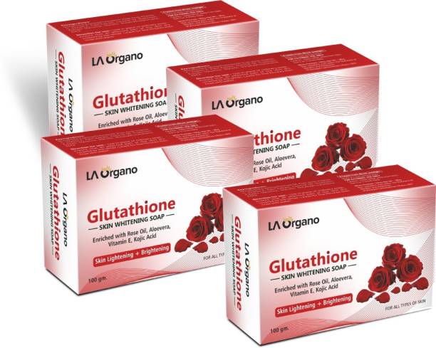 LA Organo Glutathione Rose Skin Lightening & Brightening Soap For All Skin Type-Pack of 4