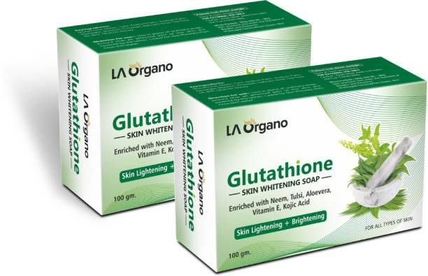 LA Organo Glutathione Neem & Tulsi Skin Lightening & Brightening Soap For All Skin Type-Pack of 2