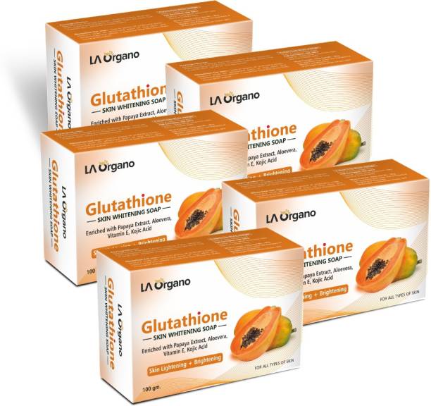 LA Organo Glutathione Papaya Skin Lightening & Brightening Soap For All Skin Type-Pack of 5